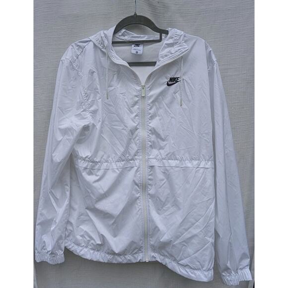 Nike Sportswear Women's Essential Woven Repel Jacket M White Oversized Hoodie - Picture 1 of 7